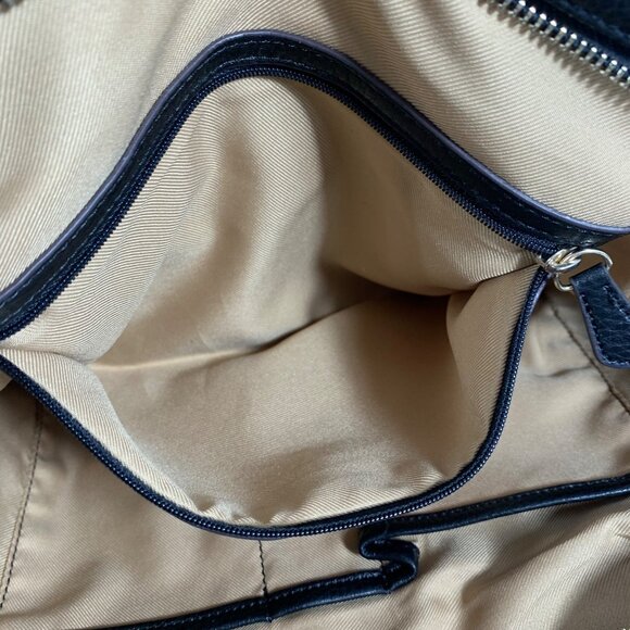 B Makowsky Leather Slouchy Hobo Shoulder Bag Braided Handles Black/Camel EUC - Picture 11 of 12